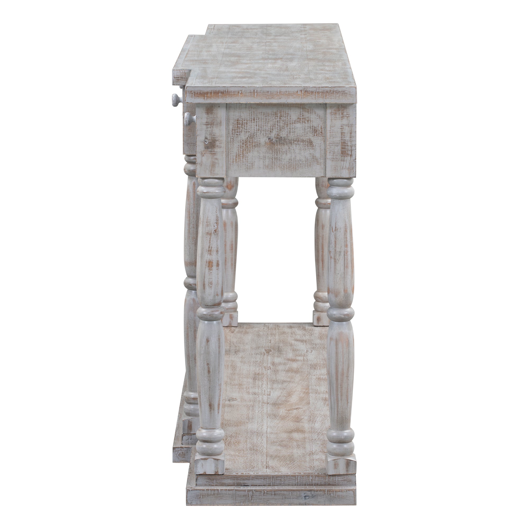 Farmhouse Console Table for Hallway with 4 Front Facing Storage Drawers and 1 Shelf