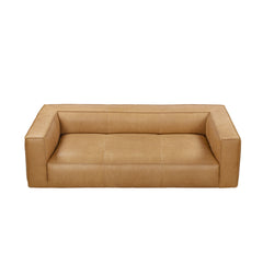 Luxury Full Aniline Leather Stationary Sofa - Light Brown