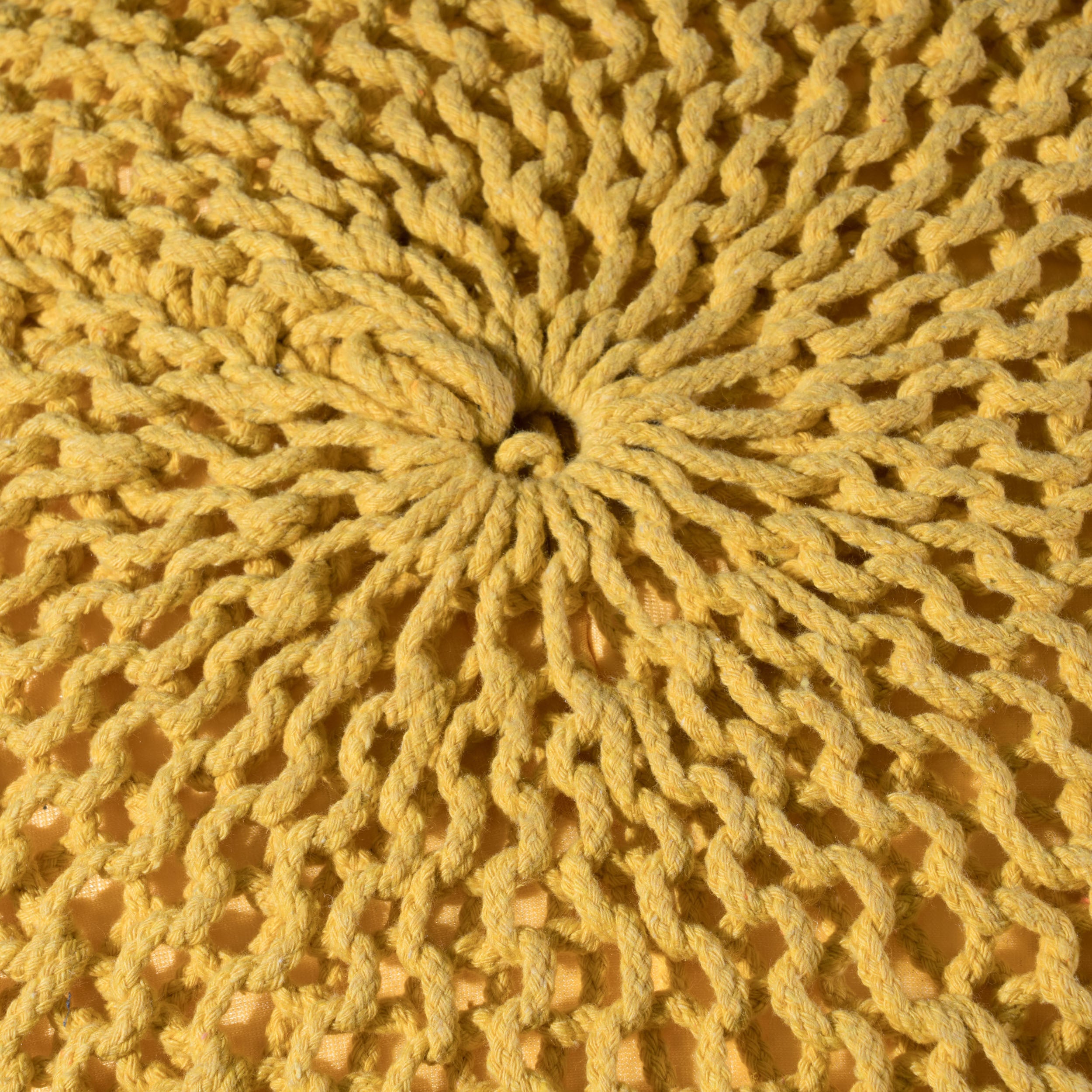 Cotton Knitted Pouf - Yellow