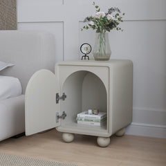 Wooden Nightstand with a Storage - White