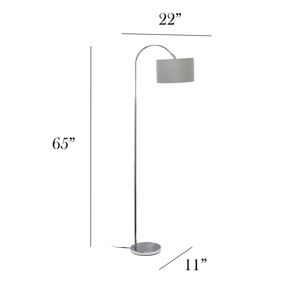 Arched Brushed Nickel Floor Lamp - Grey Shade
